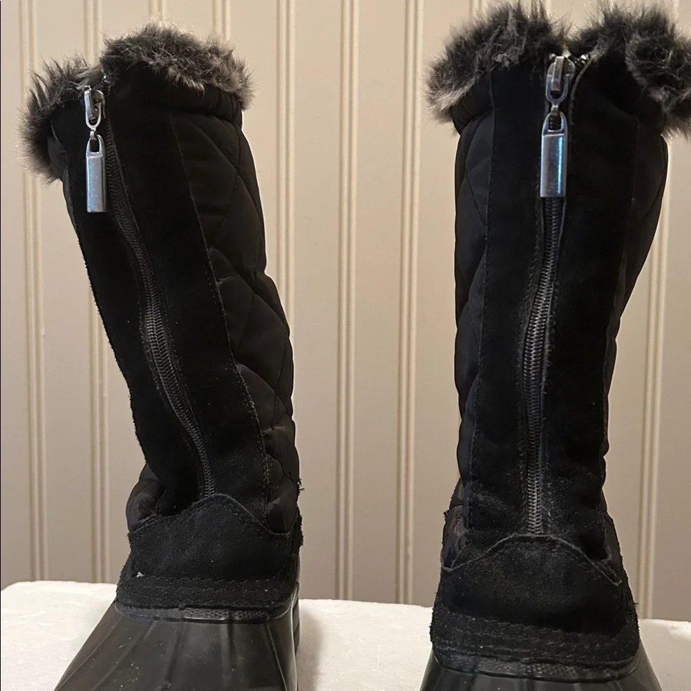 KHOMBU Comm faux fur lined ZipUp quilted suede trim rubber Winter Snow Boots 7